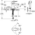 Izlietnes maisītājs Grohe Start Edge S-Size ar Bidetta 23773001 Hromēts