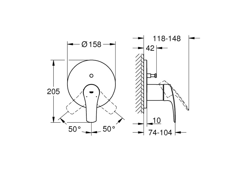 Vannas / Dušas maisītājs Grohe Eurosmart iebūvējams 2 izvadi  24043003