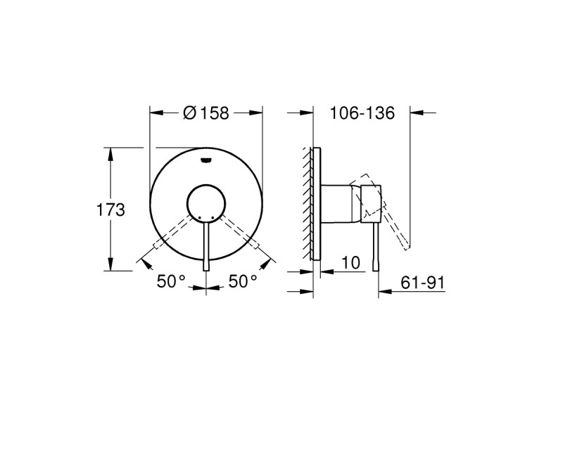 Vannas / Dušas maisītājs Grohe Essence iebūvējams, hromēts  24057001
