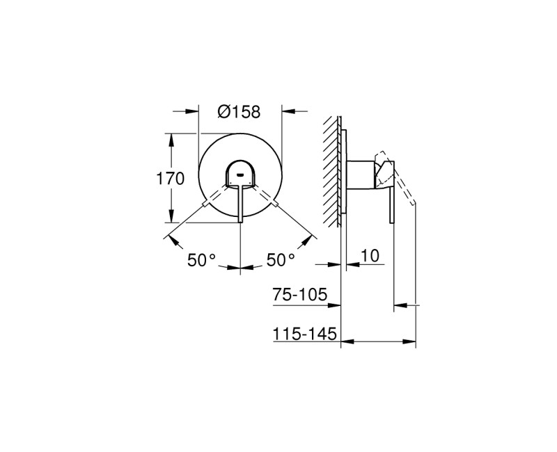 Смеситель для ванны/душа Grohe Plus Встроенный, brushed hard graphite 24059AL3