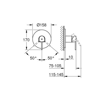 Dušas maisītājs Grohe Plus iebūvējams, supersteel  24059DC3