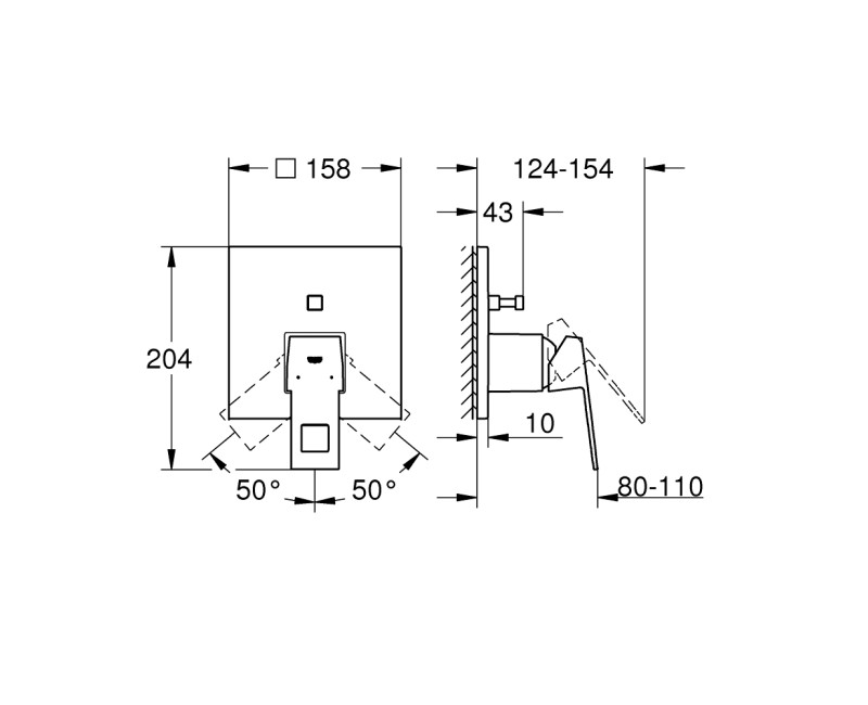 Смеситель для ванны/душа Grohe Eurocube Встроенный, brushed hard graphite 24062AL0