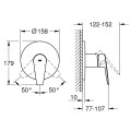 Смеситель для ванны/душа Grohe BauEdge встраиваемый, хром 24161001