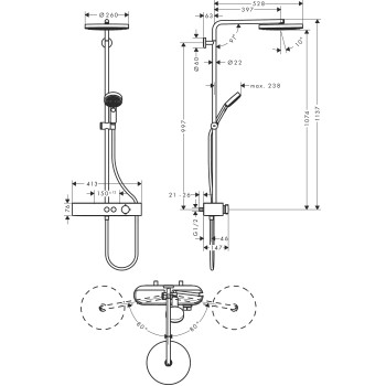 Dušas sistēma Hansgrohe Pulsify S Showerpipe 260 1jet EcoSmart 24221670 Melns Matēts
