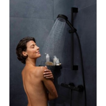 Dušo komplektas Hansgrohe Unica Pulsify dušo stovas 650mm su dušo žarna 160cm 24400670 Juodas matinė