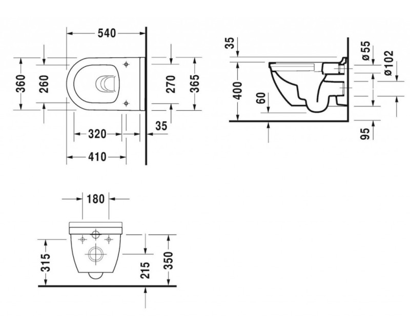 Piekaramais pods Duravit Starck 3 Rimless bez vāka, Balts