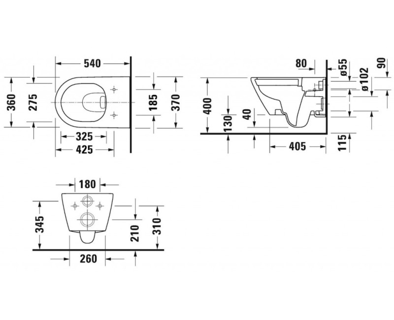 Piekaramais pods Duravit D-Neo Rimfree, Bez vāka, Balts
