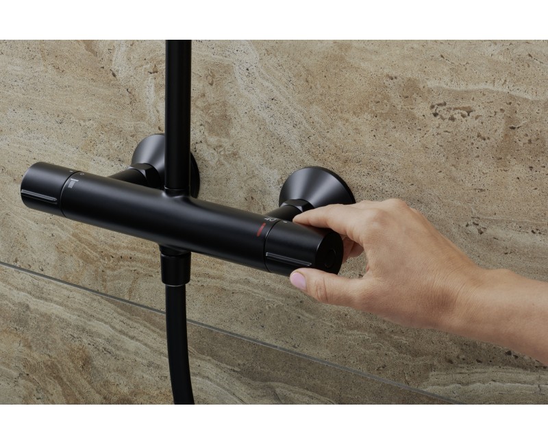 Душевая система Hansgrohe hansgrohe Vernis Blend 240 1jet с термостатом 26428670 Черный матовый