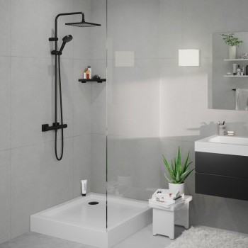 Душевая система Hansgrohe Vernis Shape Showerpipe 240 1jet EcoSmart с термостатом 26429670 Черный Матовый
