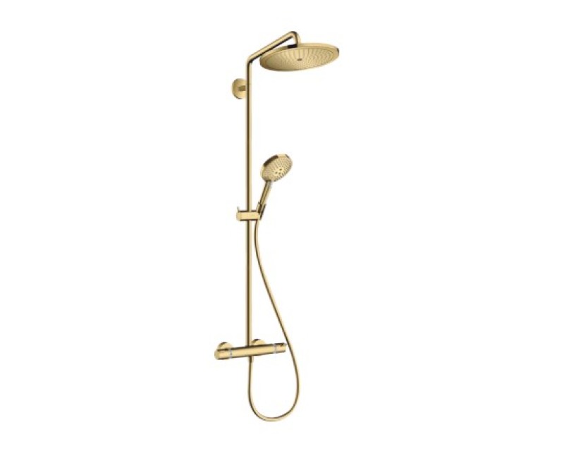 Dušas sistēma Hansgrohe Croma Select S ar Termostatu, EcoSmart Raindance Select S 120 3jet Polished Gold Optic 26891990