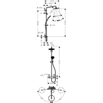 Dušas sistēma Hansgrohe Raindance S Showerpipe 240 1jet ar termostatu 27115000 Hromēta