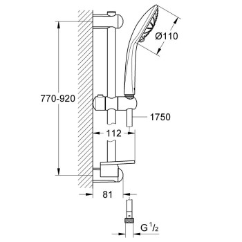 Dušas komplekts GROHE Euphoria Massage 110 StarLight® apdare pulēta tumša grafīta  27226AL1