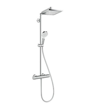 Dušas sistēma Hansgrohe Crometta E Showerpipe 240 1jet EcoSmart ar termostatu Hromēta 27281000