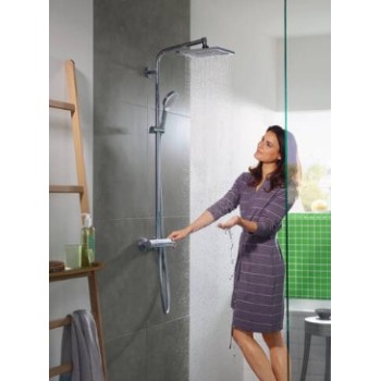 Dušas sistēma Hansgrohe Crometta E Showerpipe 240 1jet EcoSmart ar termostatu Hromēta 27281000