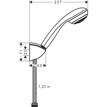 Dušas komplekts Hansgrohe Crometta 85 1jet C Set ar turētāju un dušas vadu 1250mm 27576000 hromēts