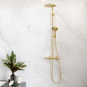 Dušas sistēma Hansgrohe Raindance Select S 240 2000 PowderRain ar termostatu 27633990 Polished Gold Optic