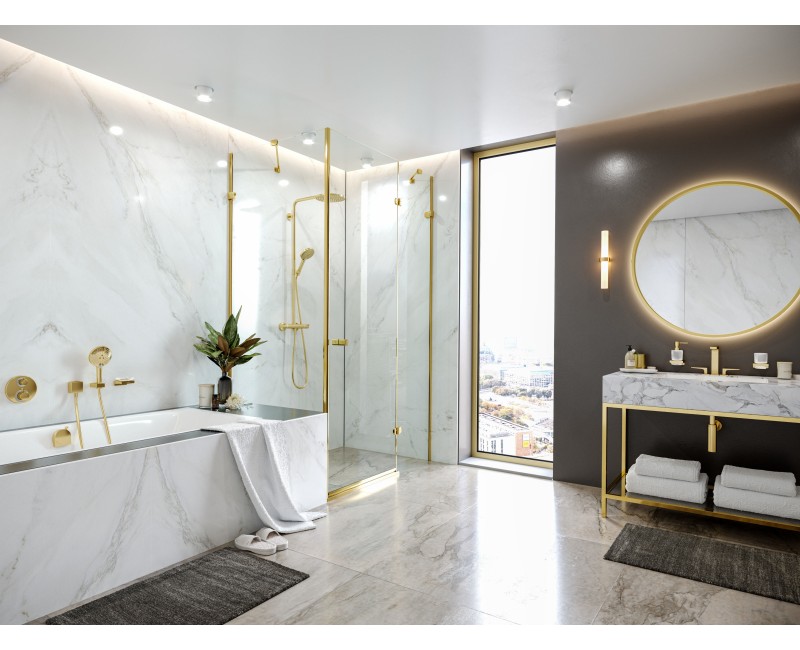 Dušas sistēma Hansgrohe Raindance Select S 240 2000 PowderRain ar termostatu 27633990 Polished Gold Optic