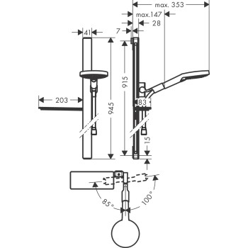 Dušas komplekts Hansgrohe RD Select S120 3j U'E 900mm balts hromēts 27648400 Balts / hromēts