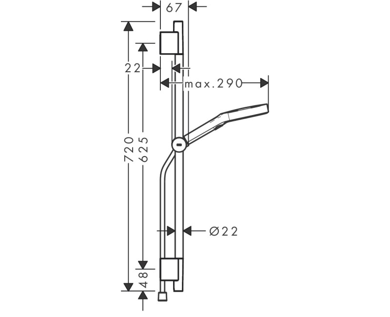 Dušas komplekts Hansgrohe  RD Sel S120 3j 9l/Unica E 900mm chr. 27649000 Hromēts