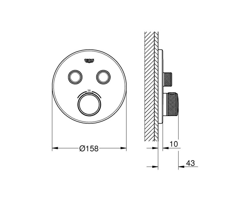 Vannas / Dušas maisītājs Grohe Grohtherm SmartControl iebūvējams 2 izvadi, brushed Hard Graphite  29119AL0