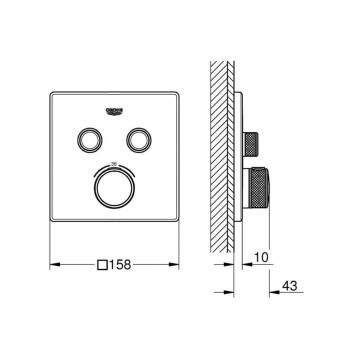 Dušas maisītājs GROHE Grohtherm SmartControl Iebūvējams, FastFixation, Long-Life virsma Warm Sunset 29124DA0