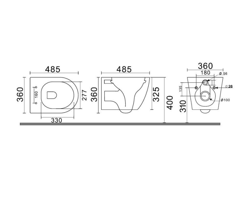 Piekaramais pods Kielle Gaia Rimless ar Vāku Soft Close 30115003