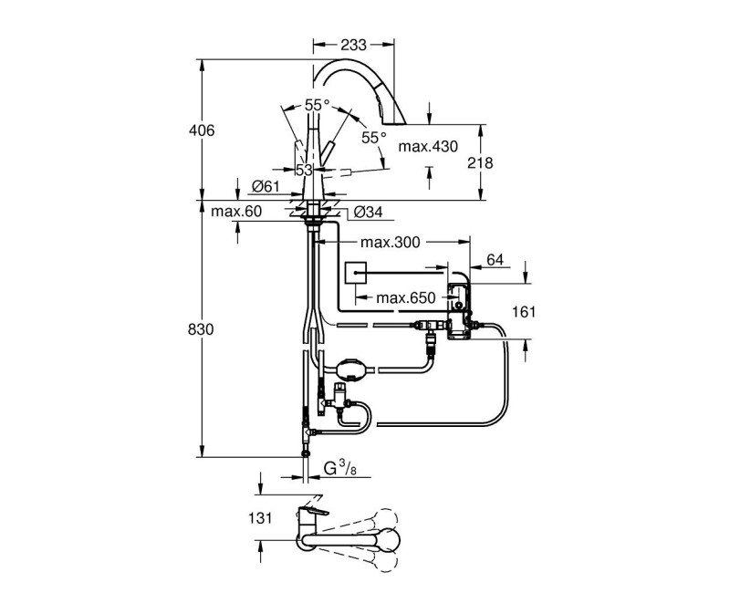 Virtuves maisītājs Grohe Zedra Touch Electronic Izvelkams Hromēts 30219002