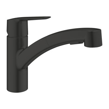 Virtuves izlietnes maisītājs Grohe QuickFix Start, ar izvelkamu galvu Melns matēts 305312431