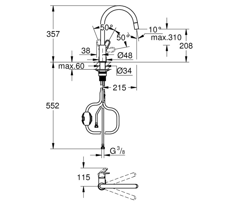 Virtuves maisītājs Grohe Start Flow  izvelkams Hromēts 30569000