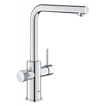 Virtuves izlietnes maisītājs GROHE Blue Pure Minta  ar filtra funkciju un izvelkamu galvu StarLight® apdare Hromēts 30601000