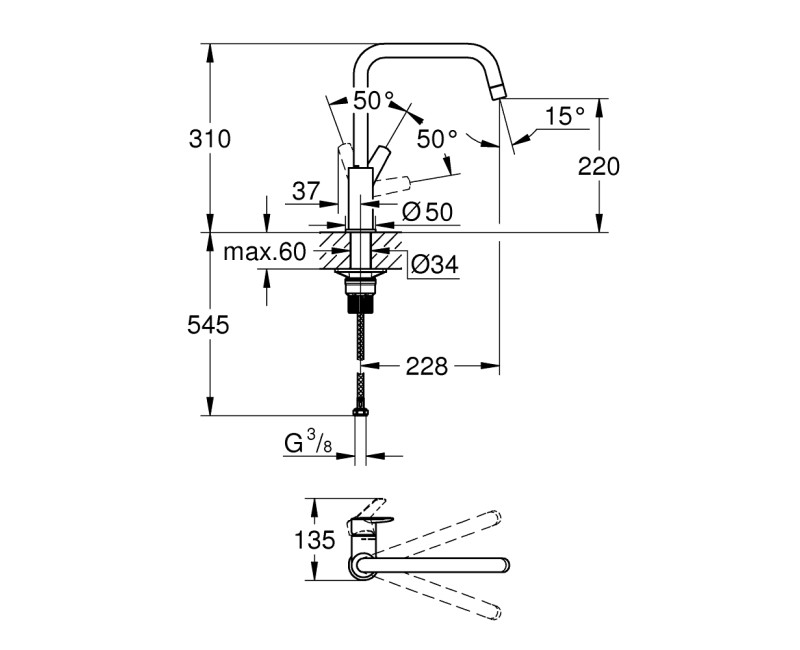 Смеситель для кухонной раковины Grohe QuickFix Start, черный матовый 306312430