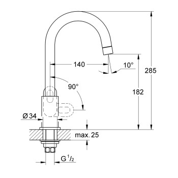 Virtuves izlietnes maisītājs Grohe BauLoop Hromēts 31222000