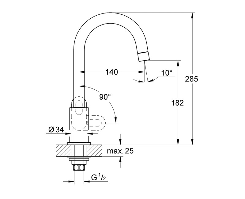 Virtuves maisītājs Grohe BauLoop Hromēts 31222000