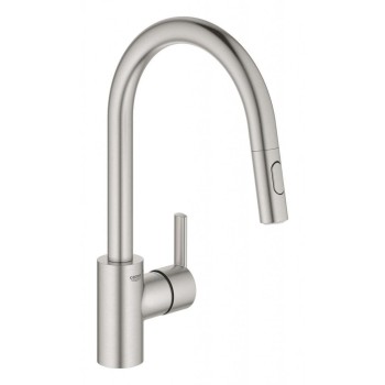 Virtuves izlietnes maisītājs Grohe Feel ar izvelkamu galvu, PVD virsma, Supersteel 31486DC1