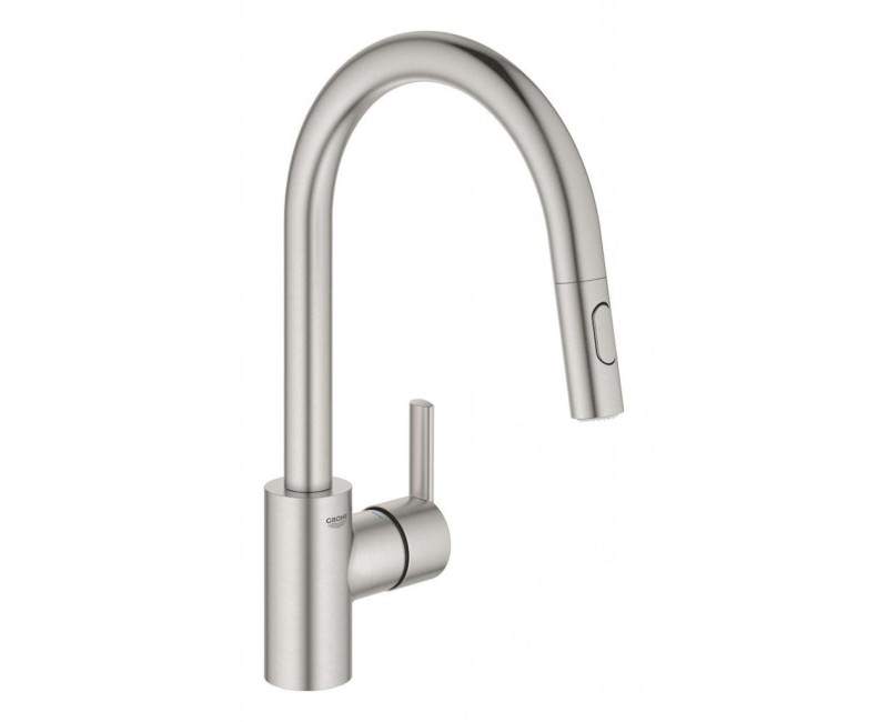 Virtuves maisītājs Grohe Feel ar izvelkamu galvu, PVD virsma, Supersteel 31486DC1