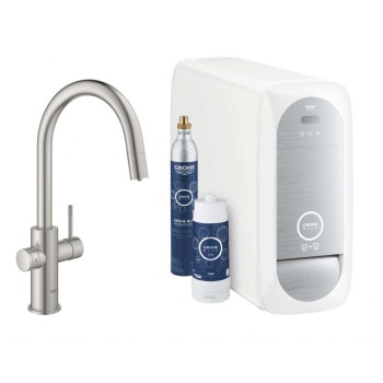 Смеситель для кухни GROHE Blue Home Connected с фильтром поверхностью PVD, Суперсталь 31541DC0