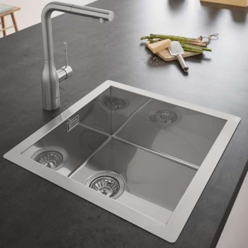 Virtuvės kriauklė Grohe K700 46x46cm StarLight matinė danga, Whisper izoliacija, poliruotas nerūdijantis plienas 31578SD1