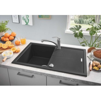 Virtuves izlietne Grohe K400 Granīta ar automātisko noteci, 78x50cm, Whisper izolācija Melna 31639AP0