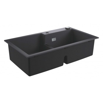 Кухонная мойка Grohe K400 Granite с автоматическим сливом, двойная 86x50 см, изоляция Whisper, цвет черный 31649AP0