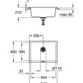 Virtuves izlietne Grohe K700 Granīta ar automātisko noteci, 61x46cm Whisper izolācija, Melna 31655AP0