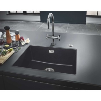 Virtuvinė kriauklė Grohe K700 Granito su automatinio nutekėjimo sistema, 61x46cm Whisper izoliacija, Juoda 31655AP0