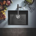 Virtuves izlietne Grohe K700 Granīta ar automātisko noteci, 61x46cm Whisper izolācija, Melna 31655AP0