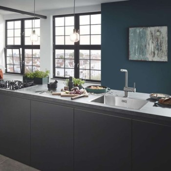 Virtuvinė kriauklė Grohe K700 55x45cm Whisper izoliacija, StarLight matinė apdaila, poliruotas nerūdijantis plienas 31726SD0