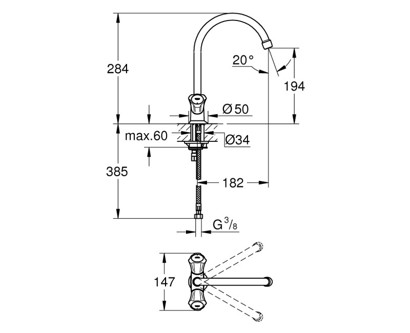 Смеситель для кухни Grohe Costa L Хром 31831001