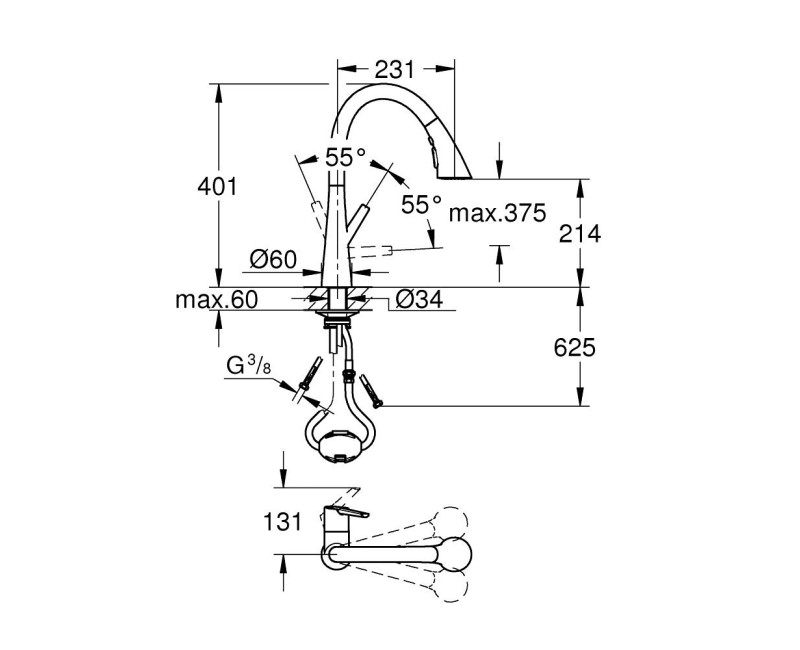 Virtuves maisītājs Grohe Zedra Izvelkams Supersteel  32294DC2