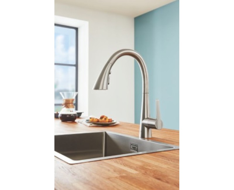 Virtuves maisītājs Grohe Zedra Izvelkams Supersteel  32294DC2