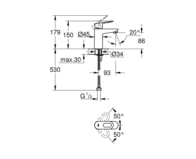Grohe BauLoop смеситель для раковины, хром 32854000