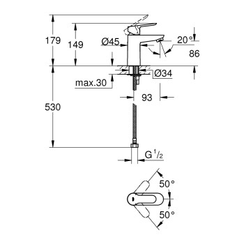Grohe BauEdge S-size смеситель для раковины, хром 32858000