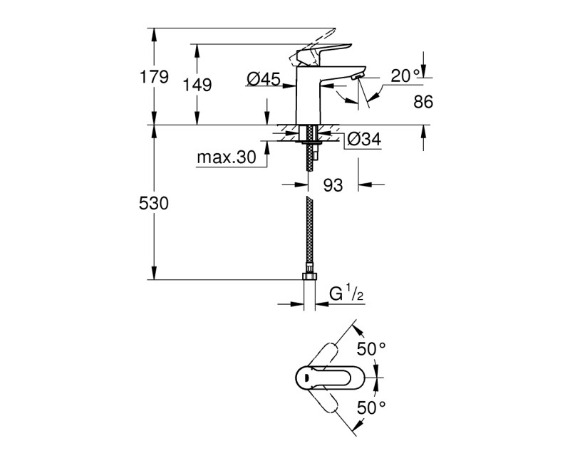 Grohe BauEdge S-size смеситель для раковины, хром 32858000