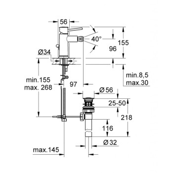 Bidė maišytuvas Grohe BauClassic Long-Life chromuotas 32864000